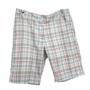 Callaway Opti-Dri White Hawaiian Women Plaid Golf Shorts Size 8 Moisture Wicking
